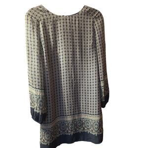 Fifth & Park Women Black Casual Dress S Geometric with Floral and Paisley